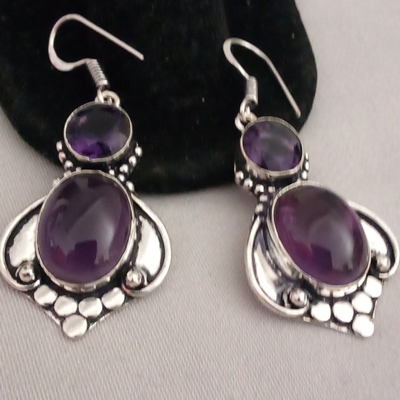 Cute natural amethyst dangle Earings 🤗 - Picture 3 of 5